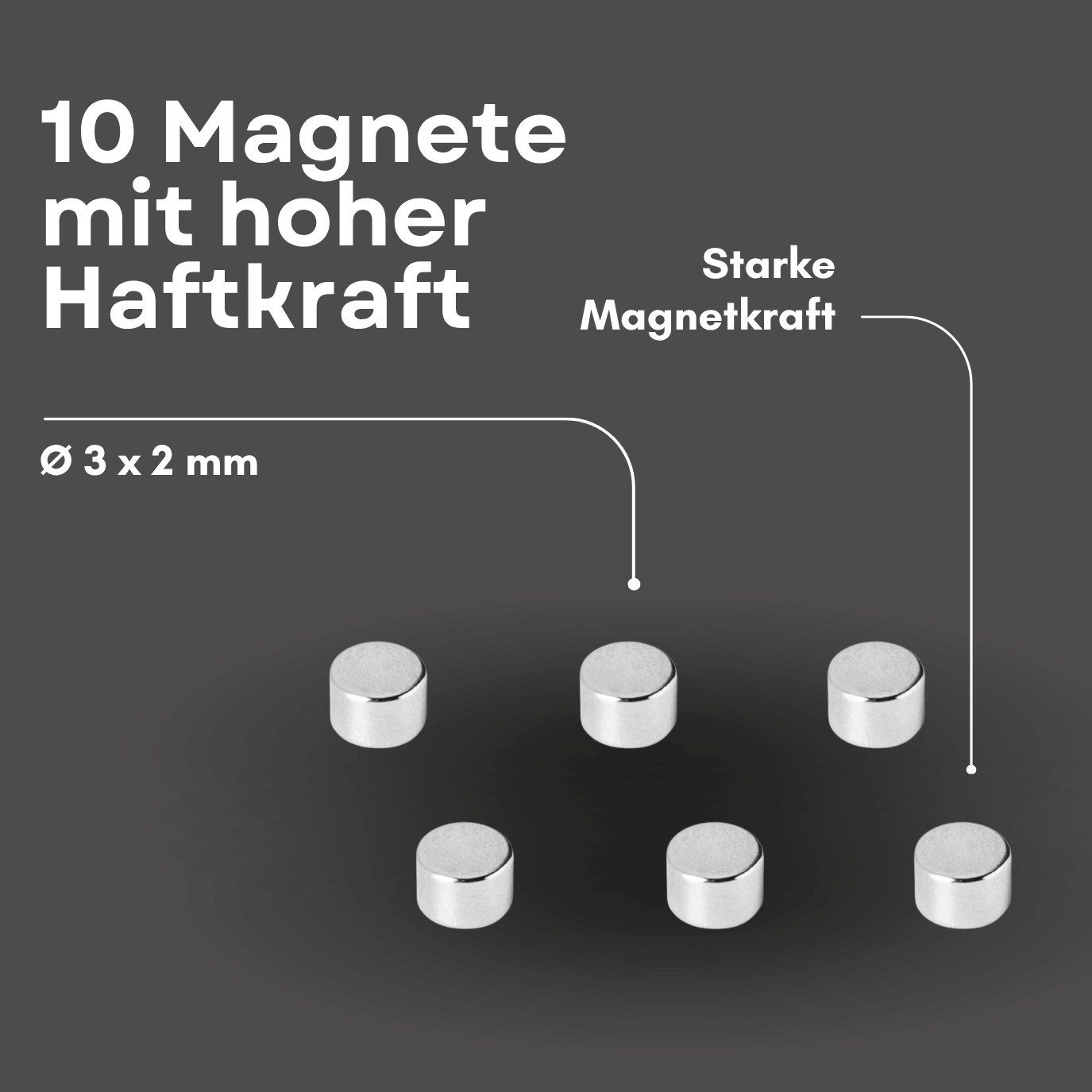 MaajeeKuto Magnet Neodym Magnet Ø3x2 mm N42 – Scheibenmagnet 218 g Haftkraft (50-St) – Bild 3 von 5