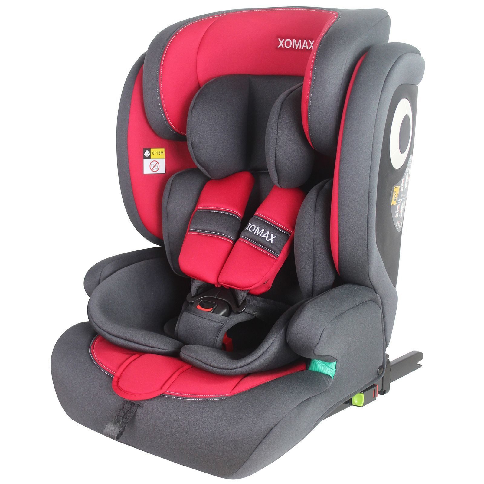 XOMAX Autokindersitz XOMAX LM238 anthrazit-rot ISOFIX Auto Kindersitz 9-36kg AUTOSITZ, ab: 15 Monaten, bis: 12 Jahre, (1-tlg), Für Kinder von 9Kg bis 36Kg (ca. 15 Monate - 12 Jahre)