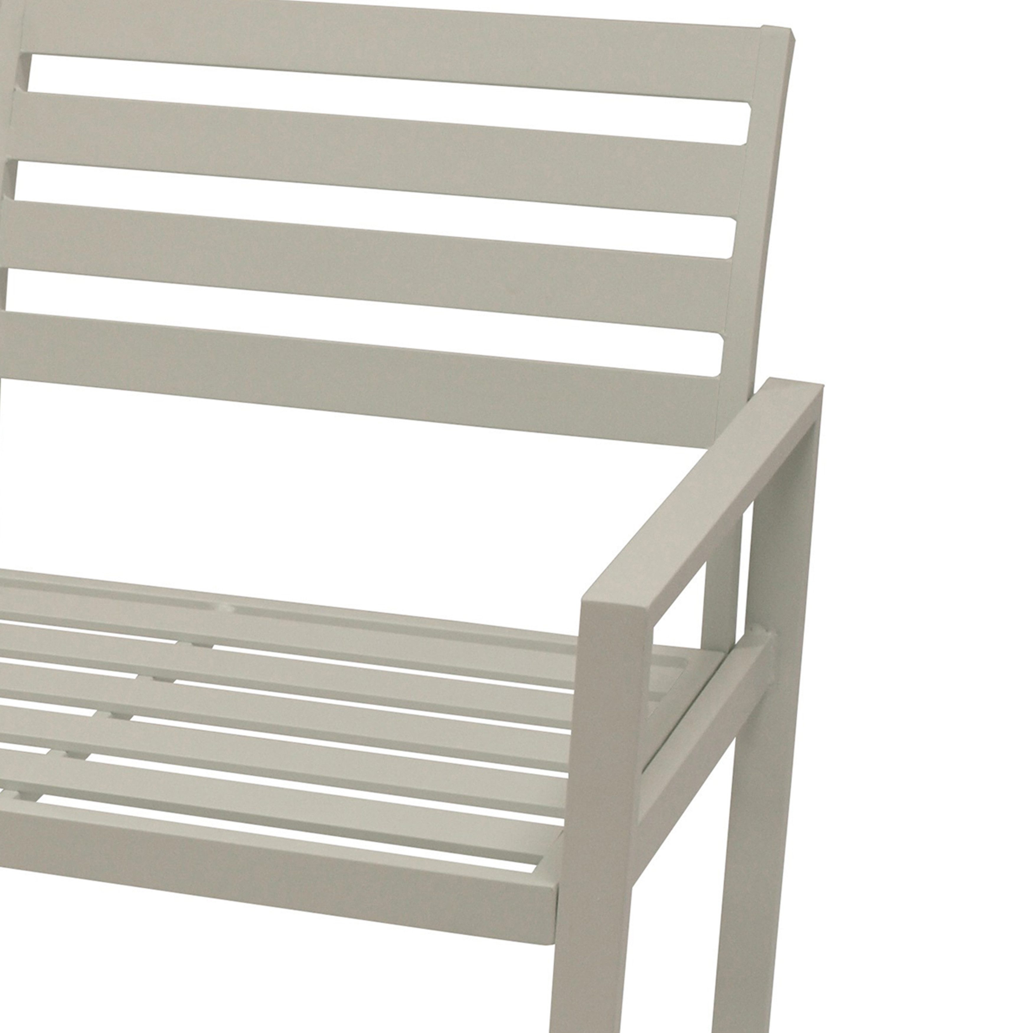 TPFGarden Gartenbank RUGBY (2-Sitzer Holzbank aus Aluminium, mit Armlehnen, Robuste und gemütliche Outdoor Bank weiß), Hochwertige Bank mit den Maßen (BxHxT): 122 x 87 x 59 cm