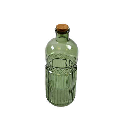 B&S Dekofigur Deko Flasche Glas grün 9x24 cm