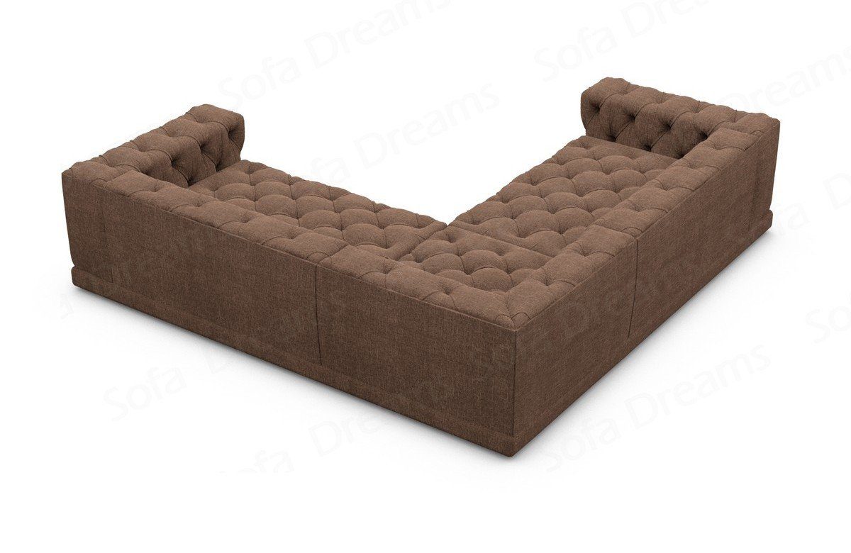 Palma Stil Sofa Dreams Stoff Polster Form L dunkelbraun18 Loungesofa, Sofa Ecksofa Stoffsofa, Strukturstoff Chesterfield