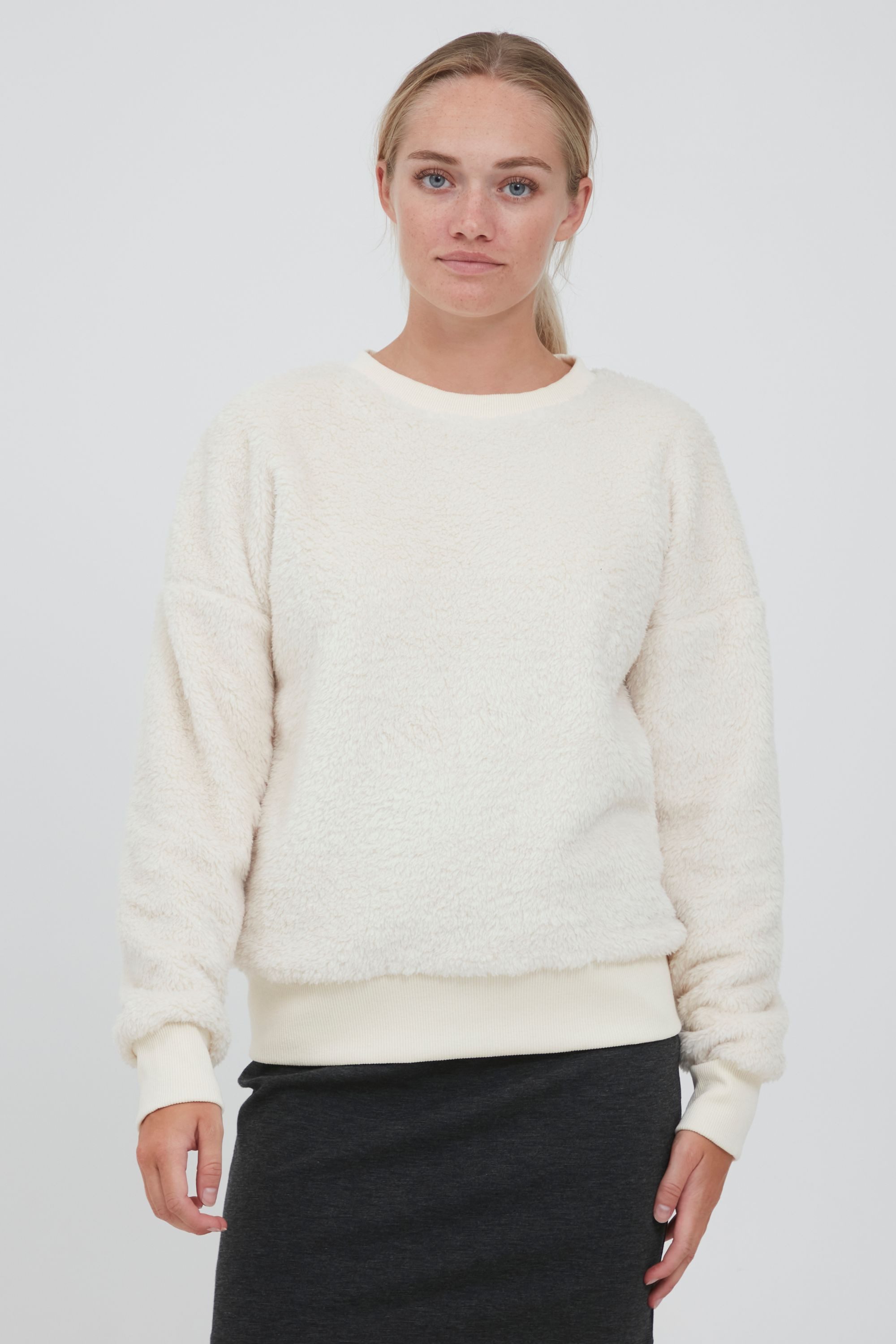OXMO Rundhalspullover OXAnnica Teddy Pullover mit günstig online kaufen
