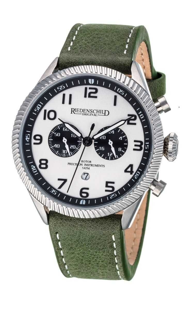 Riedenschild Chronograph Herren Chronograph Lederband Grün 45 mm RS6000-04
