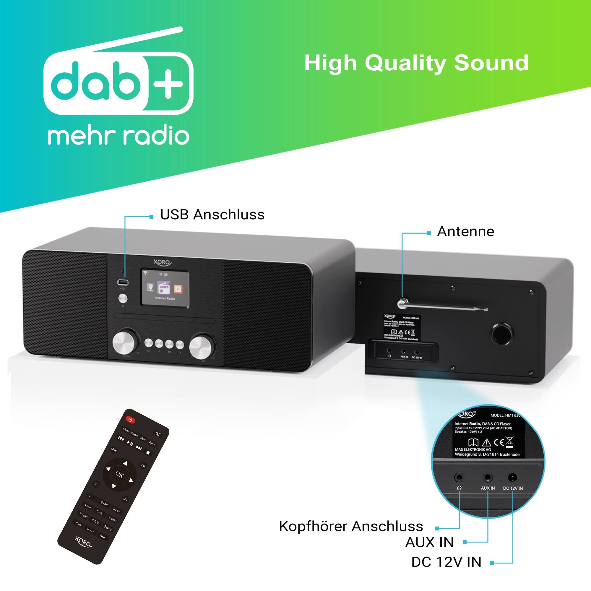 Xoro HMT 620 All-in-One FM-Tuner) Internet-Radio (DAB), (Digitalradio