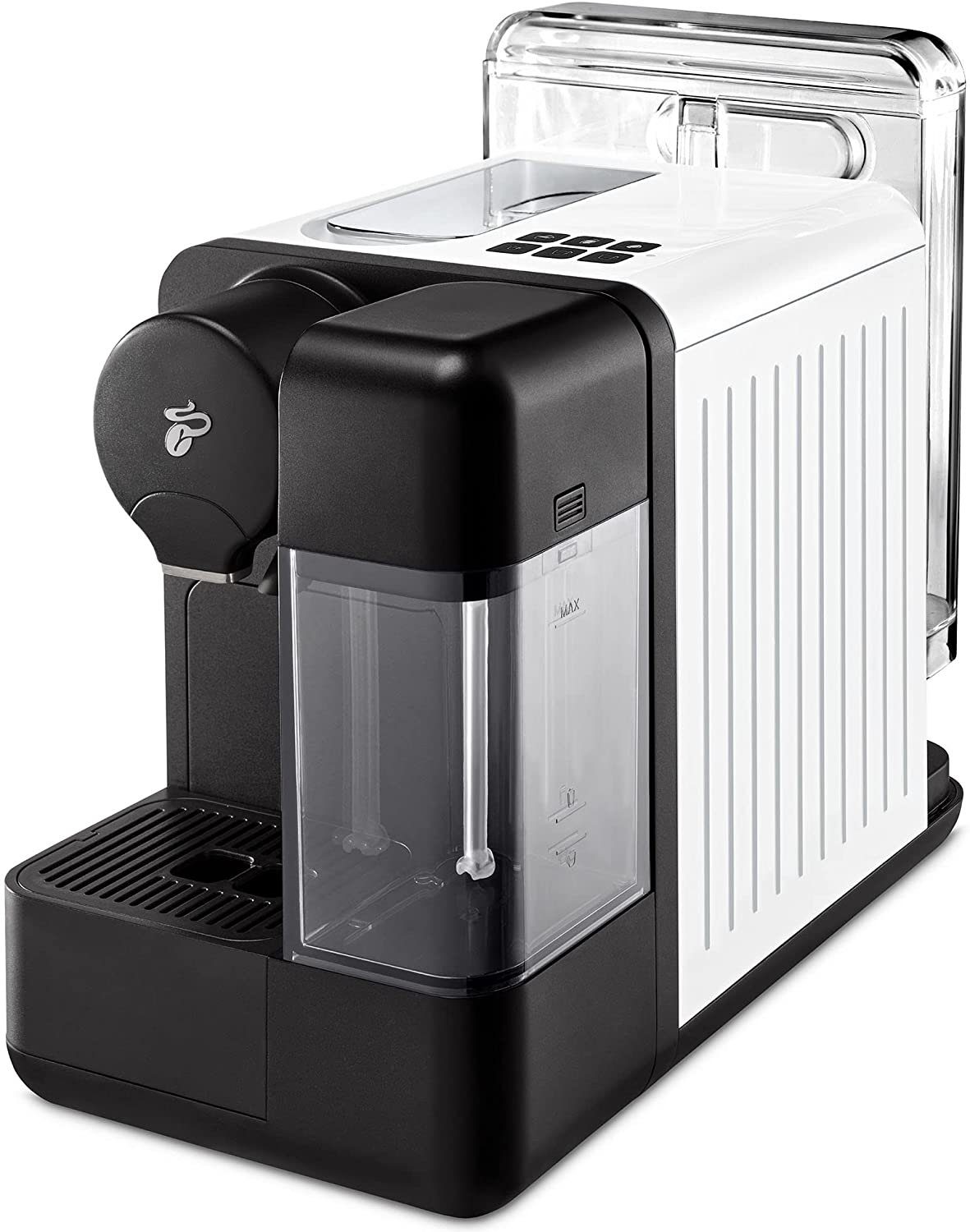 Tchibo Kapsel-/Kaffeepadmaschine weiß Kapseln integriertem Sorten Milchsystem, in 3 3 inkl. "milk" 1,2L mit Cafissimo Kapselmaschine