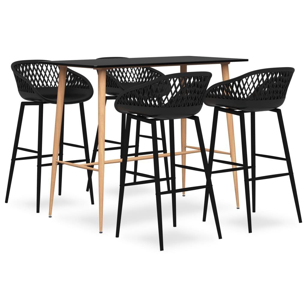 vidaXL Essgruppe 5-tlg. Bar-Set Schwarz, (5-tlg)