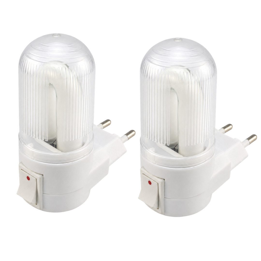 EUROBATT Sp. z o.o. Nachtlicht 2x LED Steckdosen-Nachtlicht Nachtlampe Babylicht mit Schalter, 2er-Set, kompakte Bauform, direkter Steckdosenanschluss