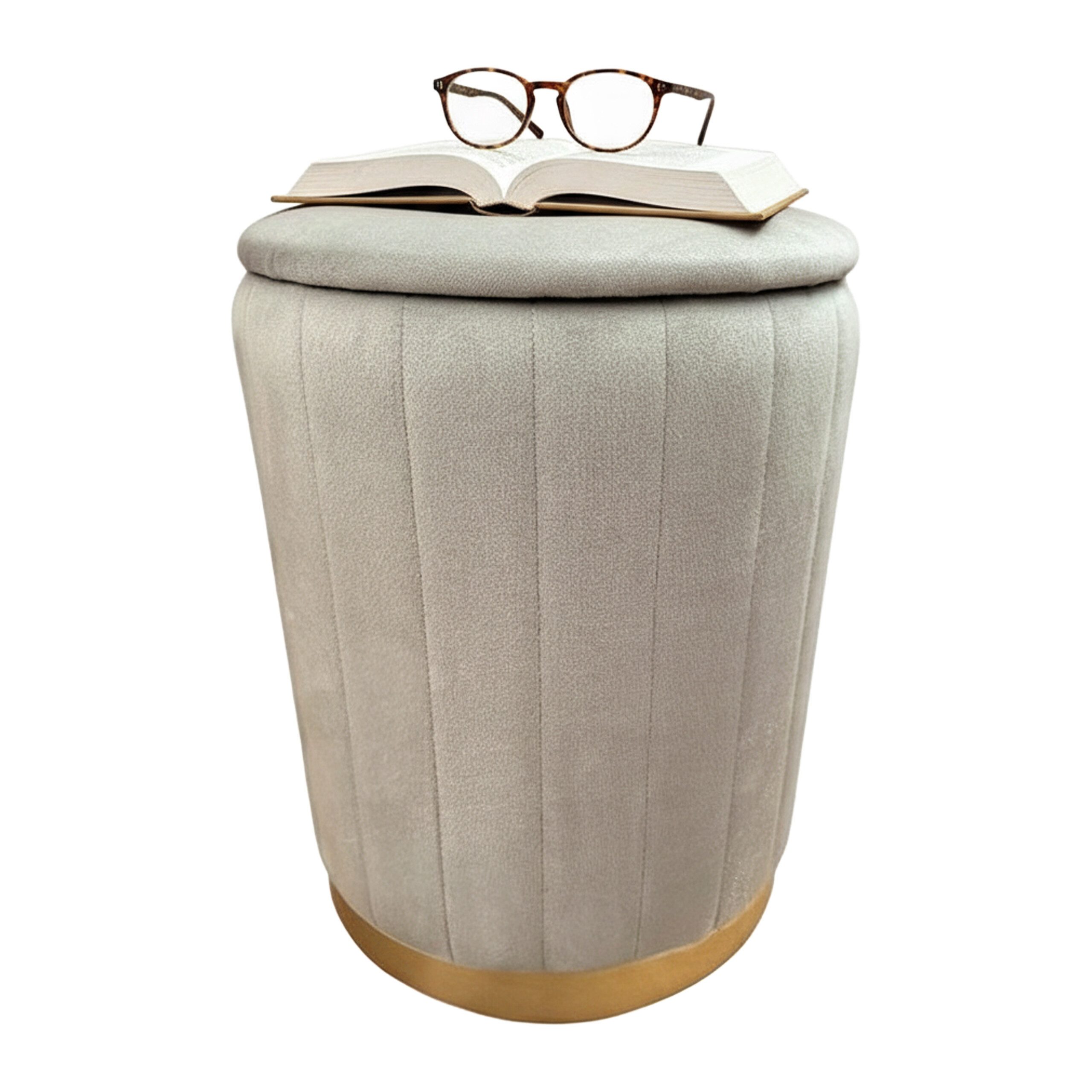 relaxdays Stauraumhocker Hocker aus Samt mit Stauraum, Hellgrau günstig online kaufen