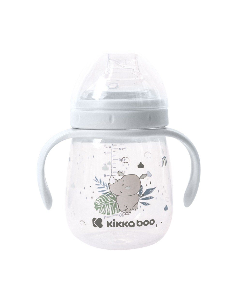 Trinkflasche Baby-Trinklernbecher Kikkaboo Deckel ml bequemer 240 6 ab Griff Monaten Savanna, blau