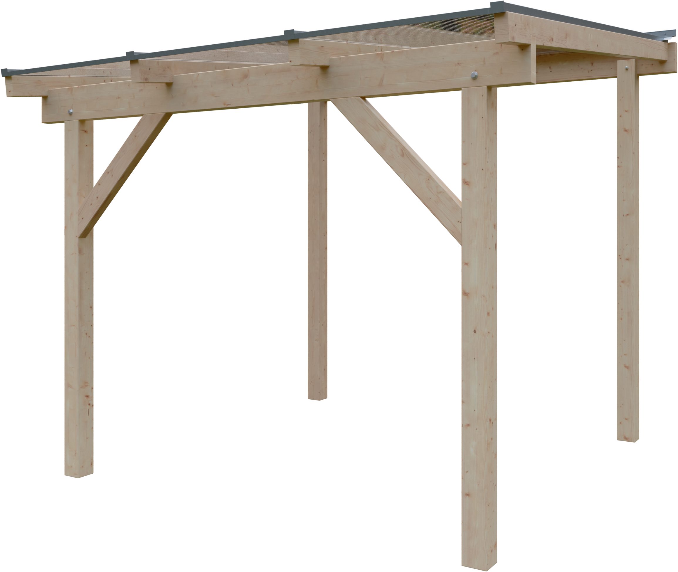 KONIFERA Terrassendach Atlas, BxT: 308,4x300 cm, Bedachung Hohlkammerplatten, Bausatz aus naturbel. Leimholz mit lichtdurchl. Polycarbonat-Pultdach