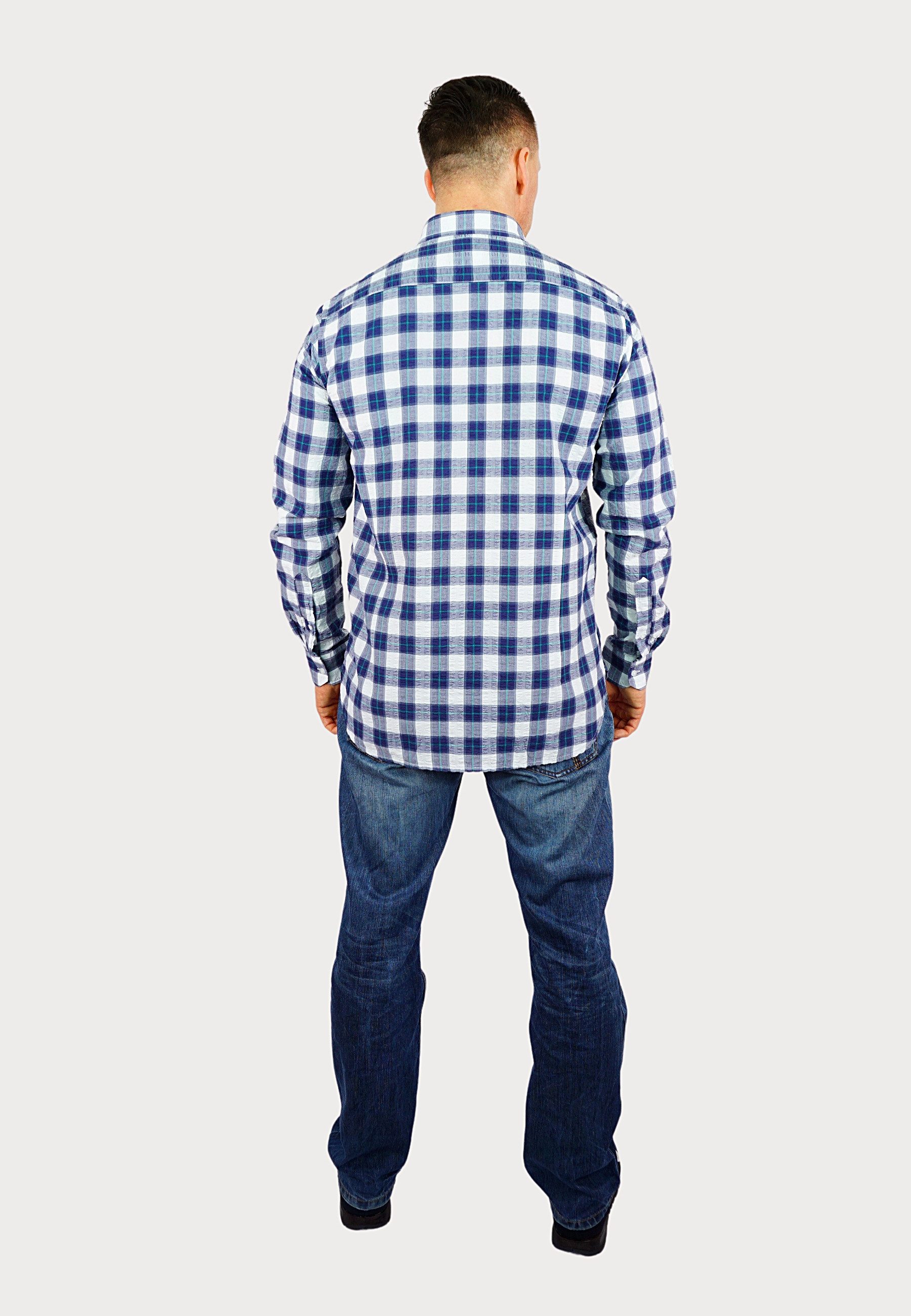 U.S. Polo Assn. Langarmhemd Shirt Freizeithemd Seersucker Button-Down (1-tlg)