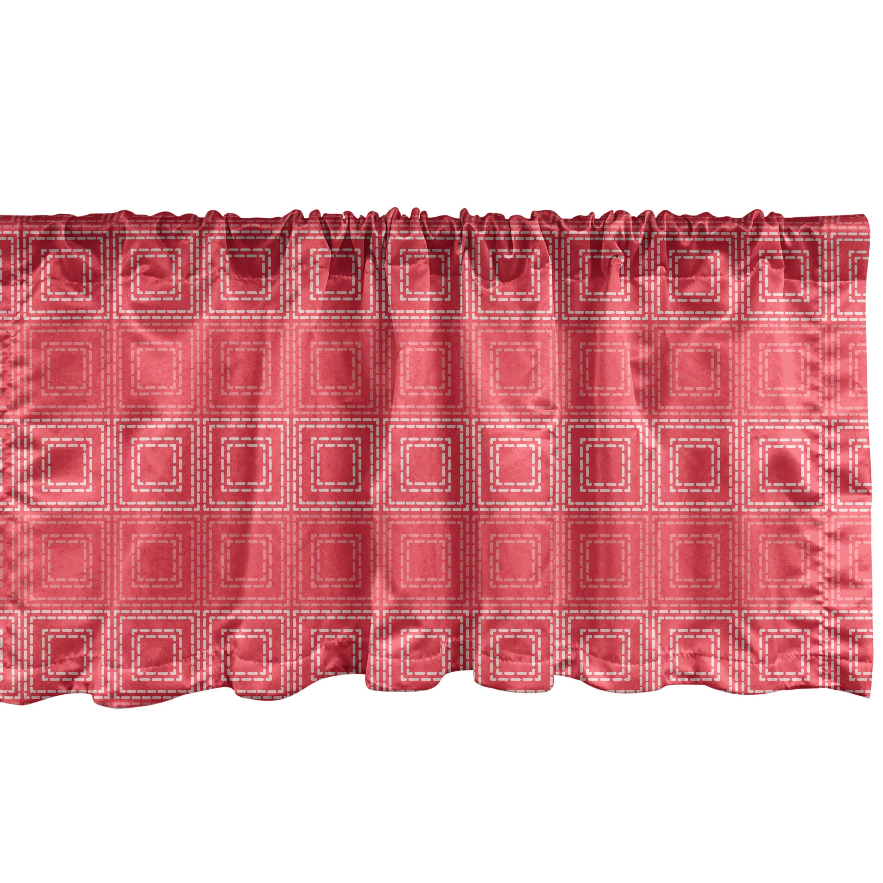 Dekor Abstrakt Motiv Küche Scheibengardine mit für Symmetrische Vorhang Squares Microfaser, Stangentasche, Volant Abakuhaus, Schlafzimmer