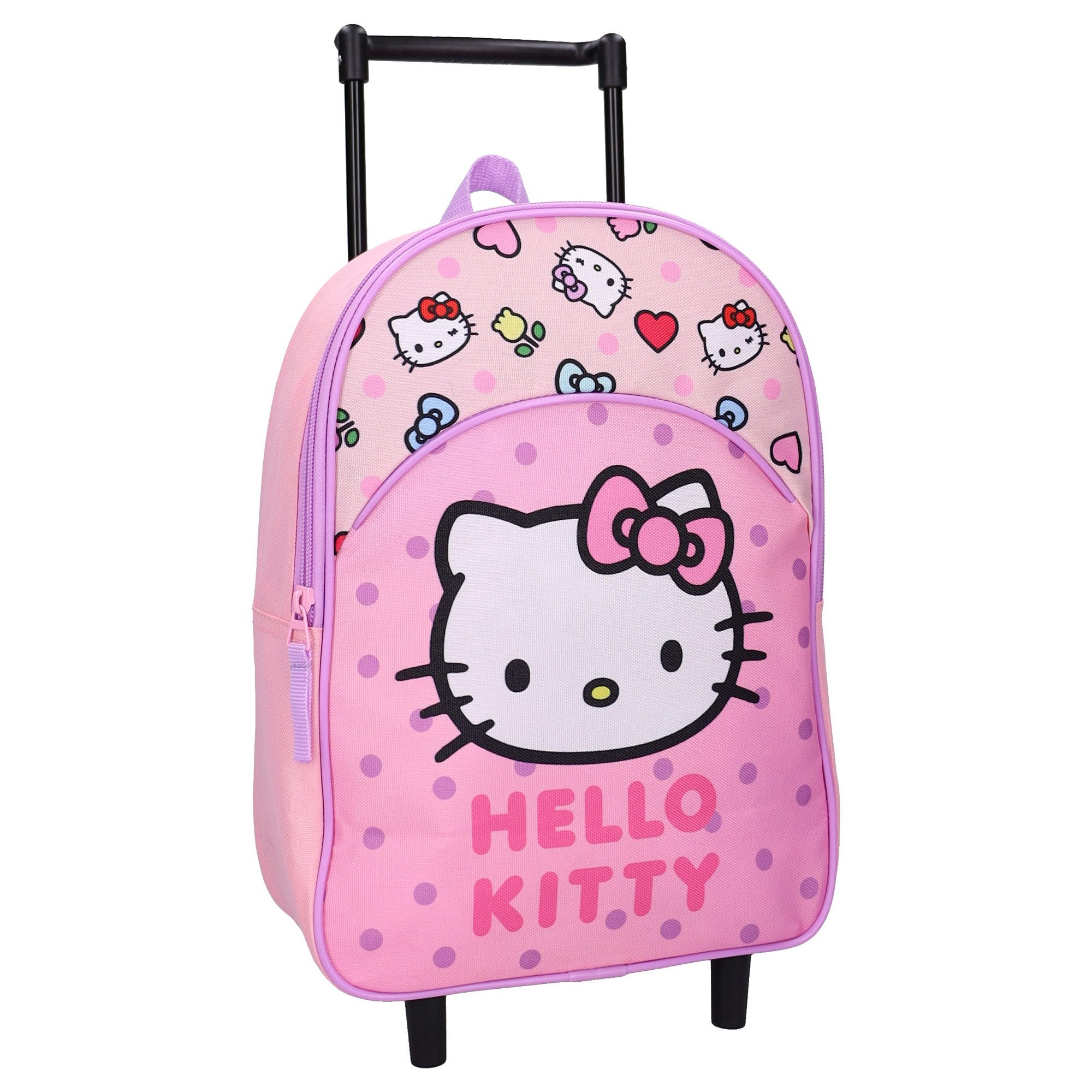 Hello Kitty Trolley Rucksack Kinder Schulrucksack mit Rollen Ziehgriff Tasche