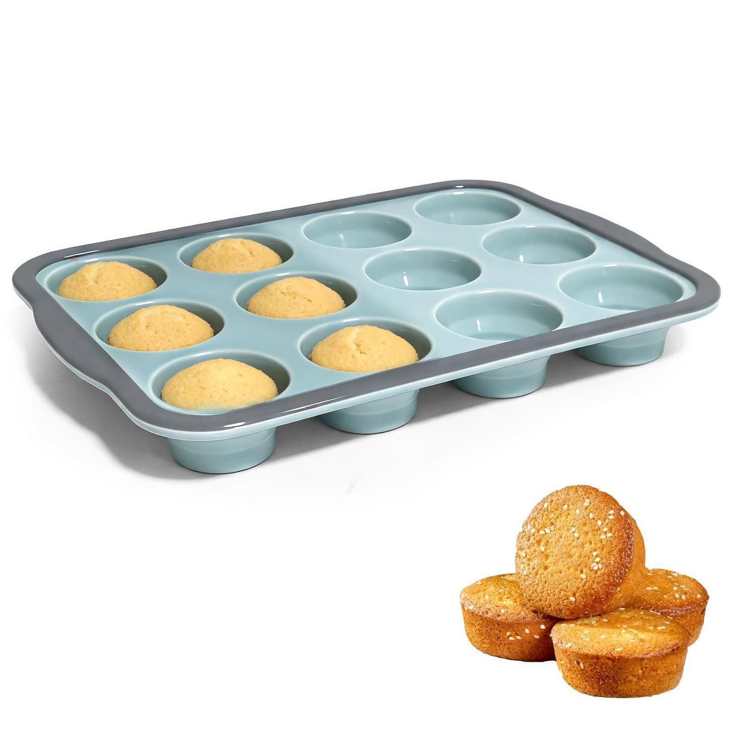 LuxusKollektion Muffinform Muffin-Backform 12 Stück Antihaft-Silikon mit Metallrahmen, (12-tlg)