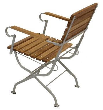 DEGAMO Garten-Essgruppe PASSAU, (5-tlg), (4x Sessel, 1x Tisch 70x110cm), Gestell verzinkt + Robinie, klappbar