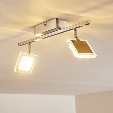 hofstein Deckenleuchte »Pio« Deckenlampe aus Metall in Nickel-matt, RGB Kelvin, mit verstellbaren Leuchtenköpfen, 2x5 Watt, 1000 Lumen