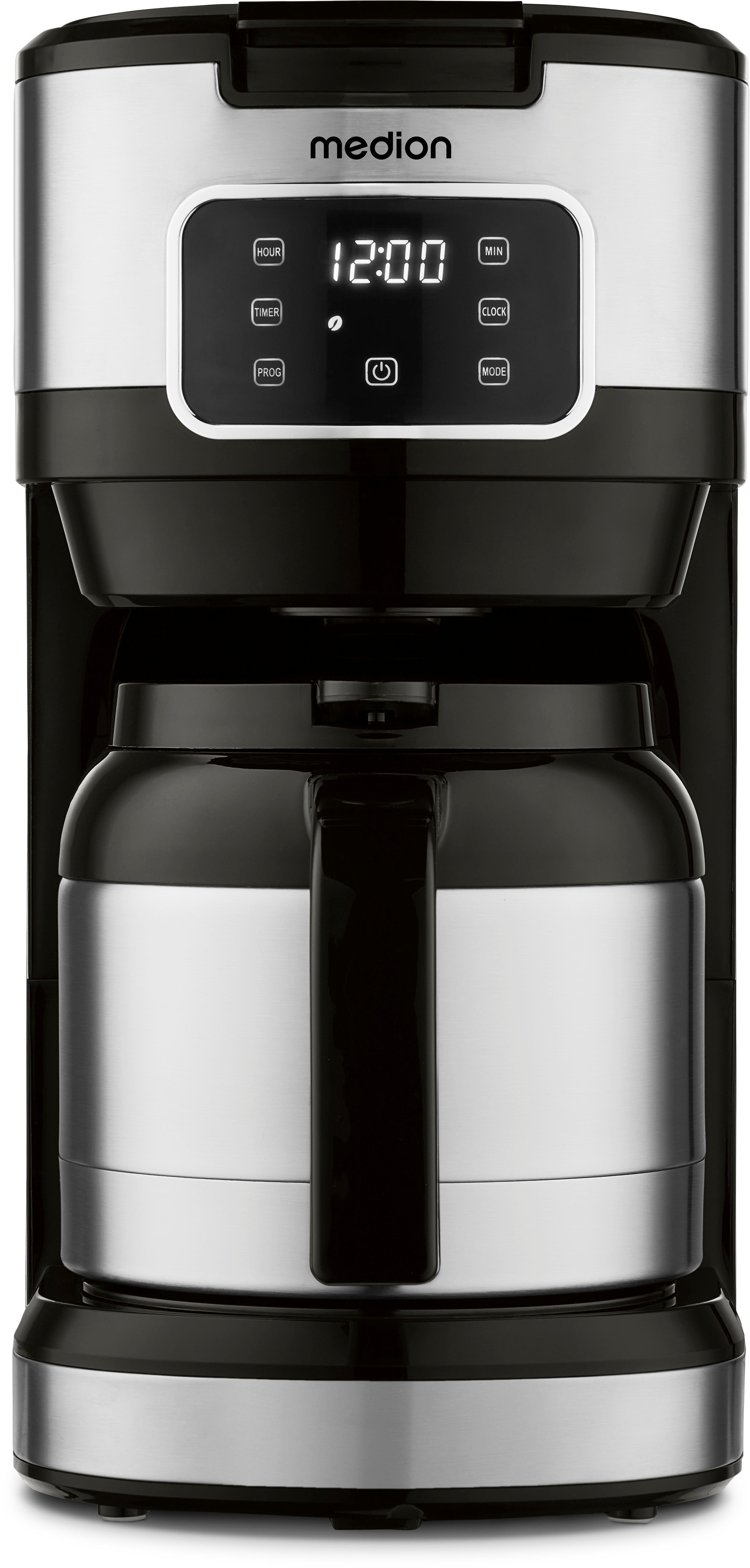 Medion® Filterkaffeemaschine MD 11019, 1,25l Kaffeekanne, Permanentfilter, 900 Watt, Touch-Sensor-Bedienfeld, 24 Stunden Timer, Permanentfilter