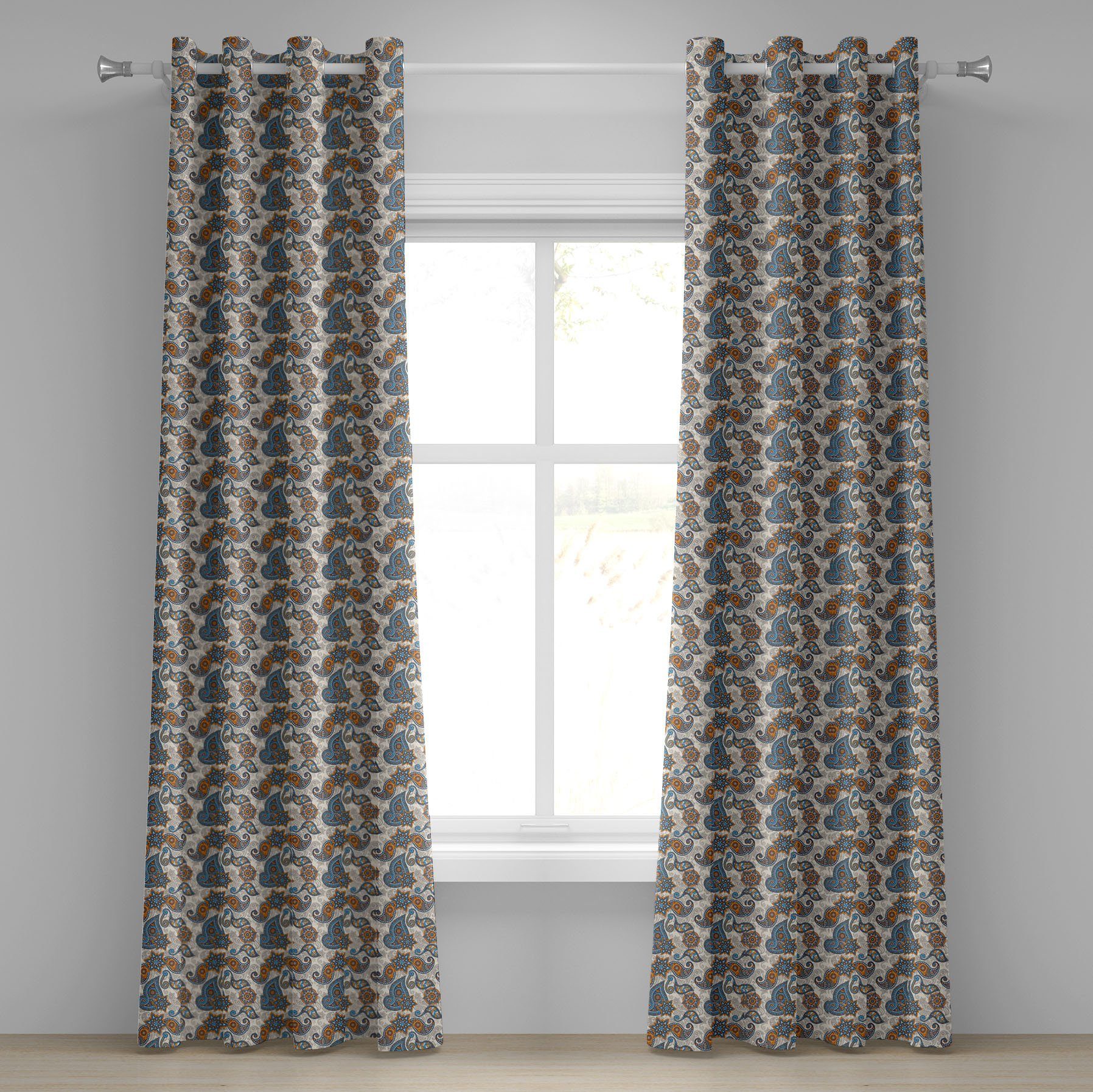 Gardine Dekorative 2-Panel-Fenstervorhänge für Schlafzimmer Wohnzimmer, Abakuhaus, Blumen Paisley