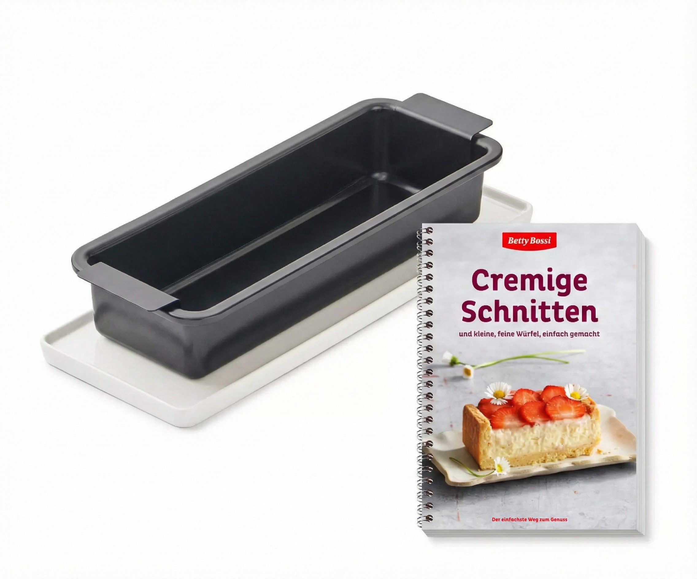 Betty Bossi Auflaufform Backbuch Cremige Schnitten Backbuch Dessertbuch + Backform, (3-St)