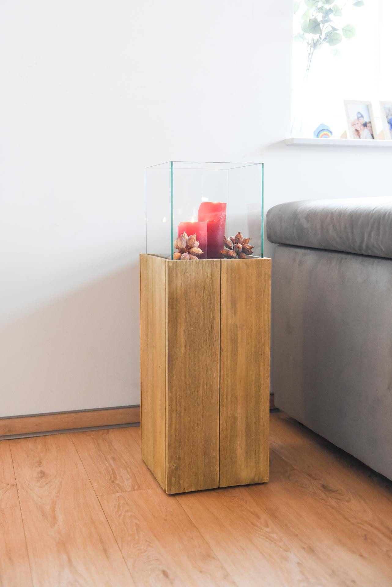 VIVANNO Bodenwindlicht Holz CANDELA Rechteckig - Braun Maserung (1 St), 27x günstig online kaufen