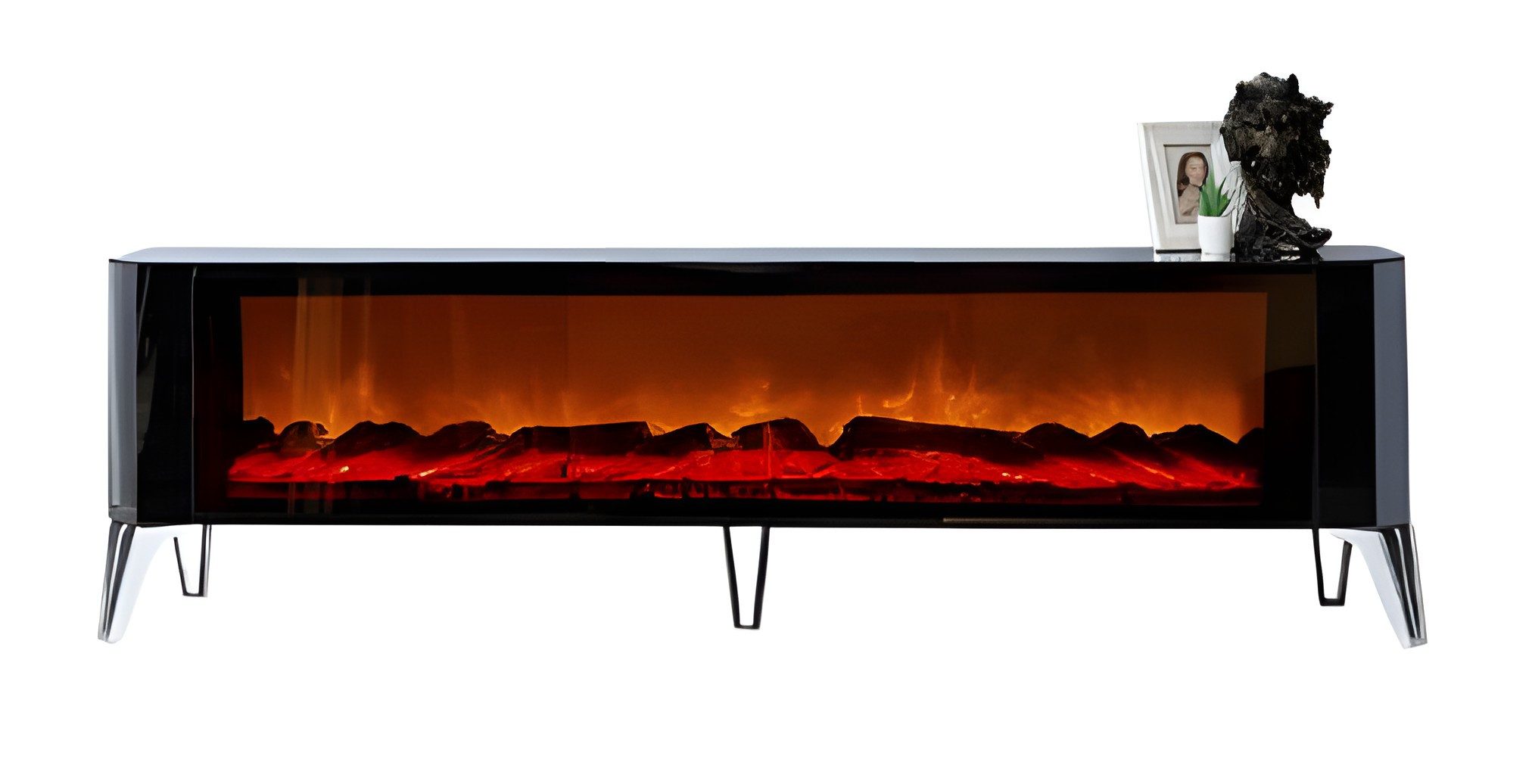 Xlmoebel Lowboard XLMOEBEL TV-Möbel mit Kamineffekt und feuriger Beleuchtung, Made in Europa