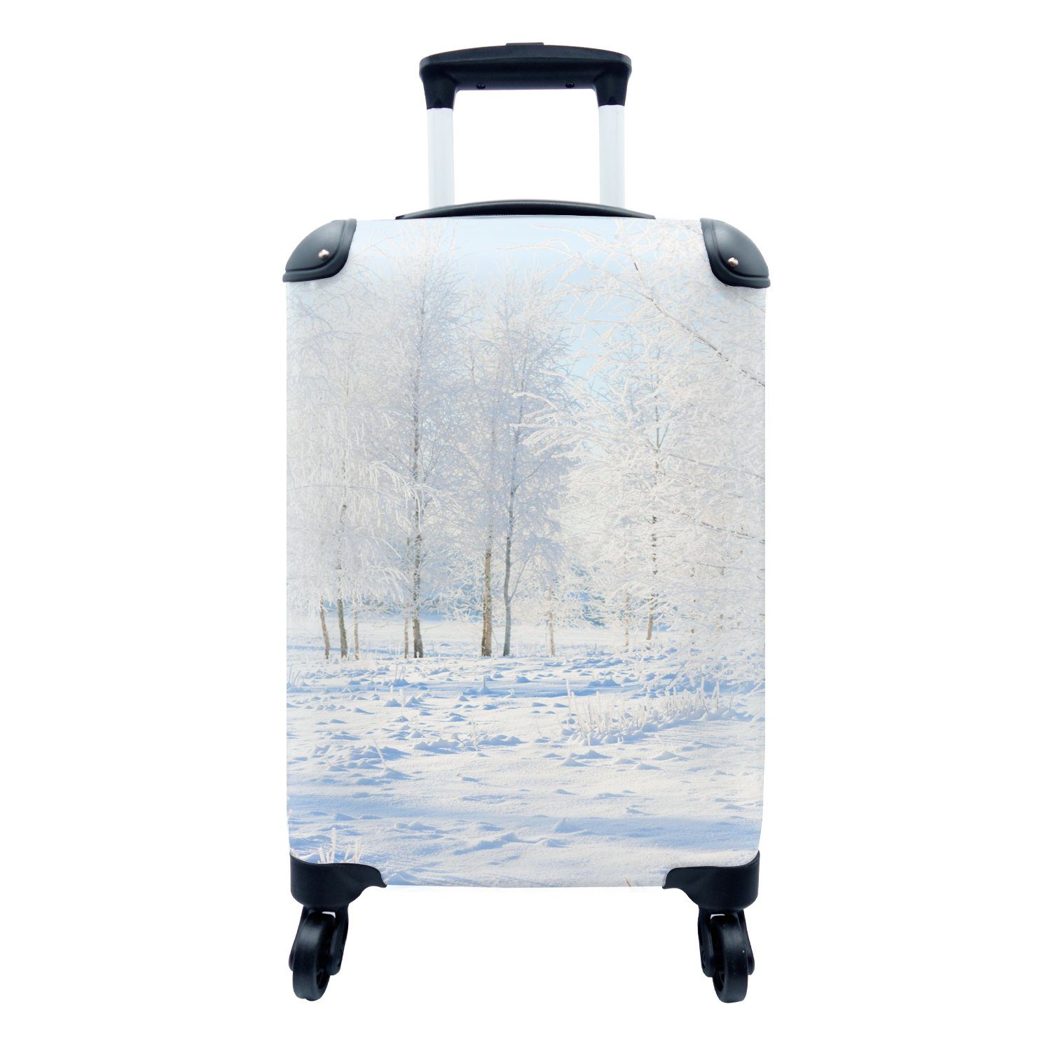 MuchoWow Handgepäckkoffer Schnee - Bäume - Winter, 4 Rollen, Reisetasche mit rollen, Handgepäck für Ferien, Trolley, Reisekoffer