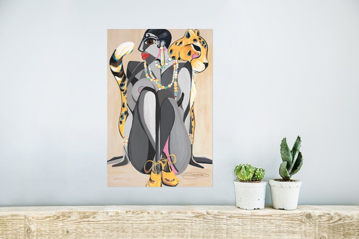 Poster, Abstrakt, Ohne MuchoWow (1 St), Wandbild, Wohnzimmer, - Frau - Poster Leopard Rahmen Wandposter - für Tiere