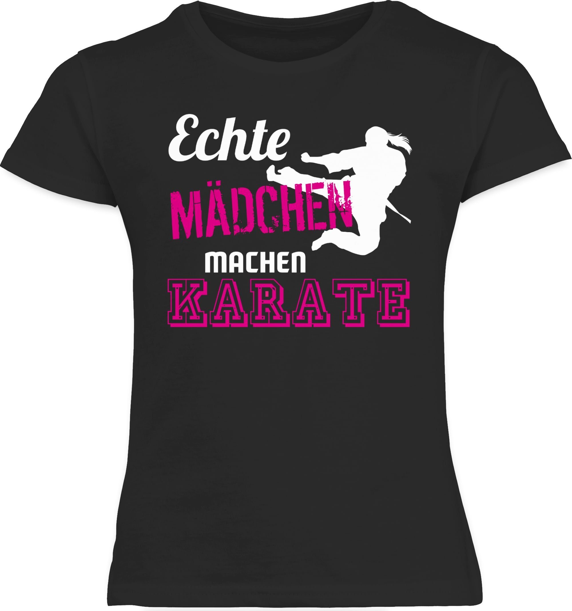 Mädchen T-Shirt 1 Karate Sport Schwarz machen Kinder Echte Shirtracer Kleidung