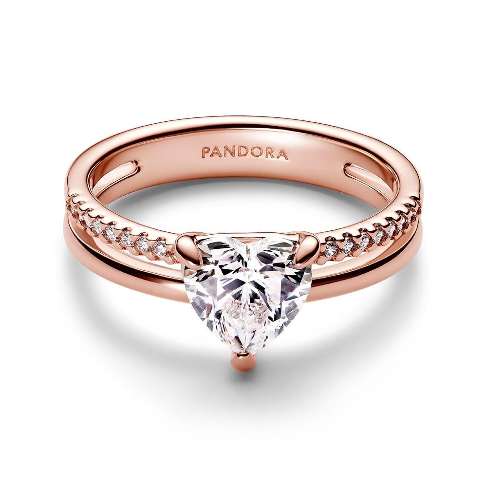 Pandora Fingerring PANDORA Damen Herzring Timeless mit Zirkonia, rosévergoldet