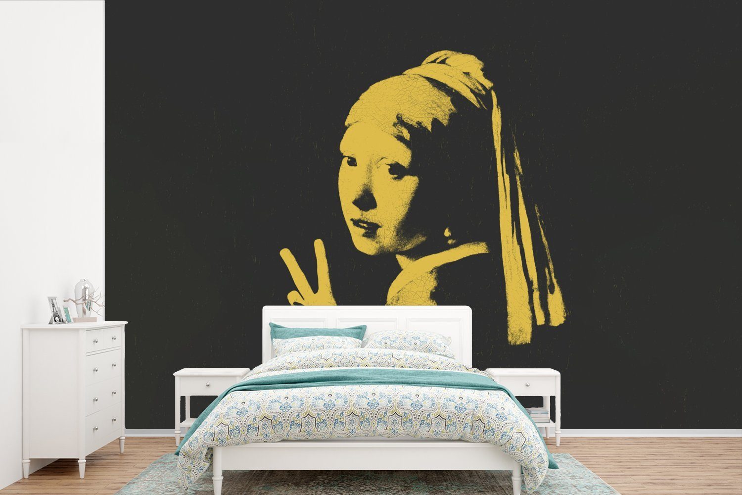 MuchoWow Fototapete Das Mädchen mit dem Perlenohrring - Vermeer - Frieden, Matt, bedruckt, (6 St), Wallpaper für Wohnzimmer, Schlafzimmer, Kinderzimmer, Vinyl Tapete