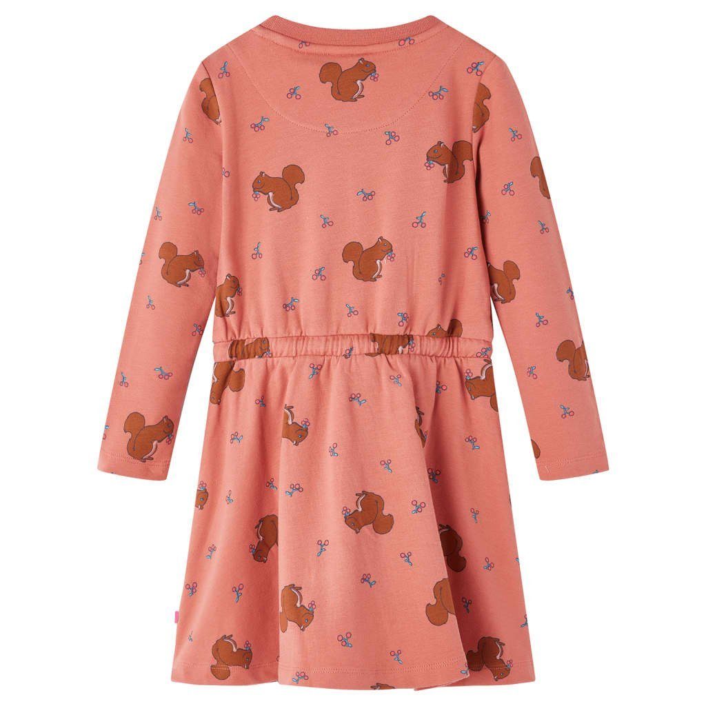 Eichhörnchen-Muster Kinderkleid 104 vidaXL Altrosa A-Linien-Kleid