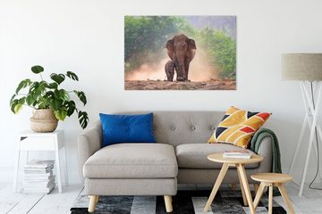 Pixxprint Leinwandbild Elefanten Baby Mama, Elefanten Baby Mama (1 St), Leinwandbild fertig bespannt, inkl. Zackenaufhänger