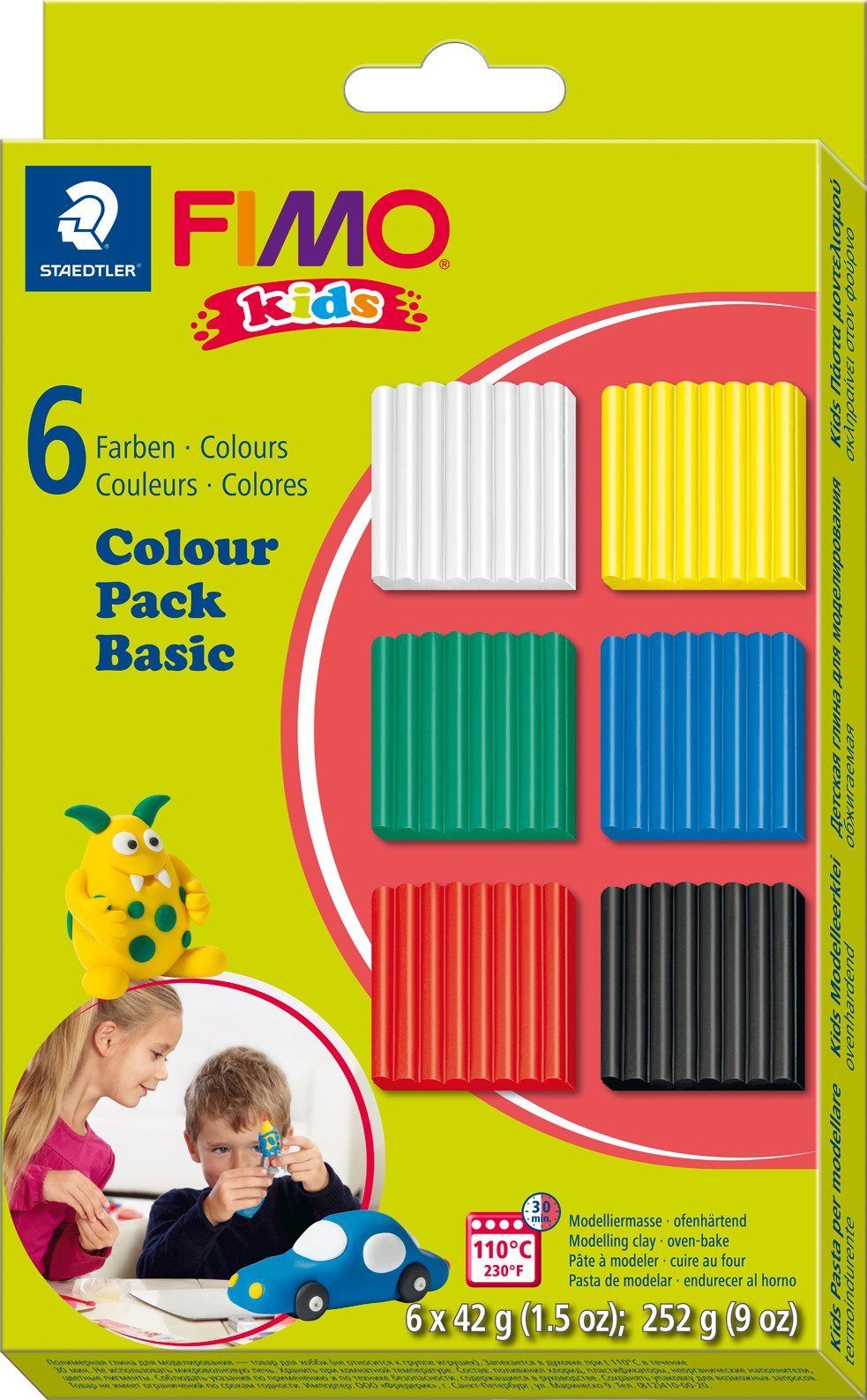 FIMO Modelliermasse kids Materialpackung, 6 Stück