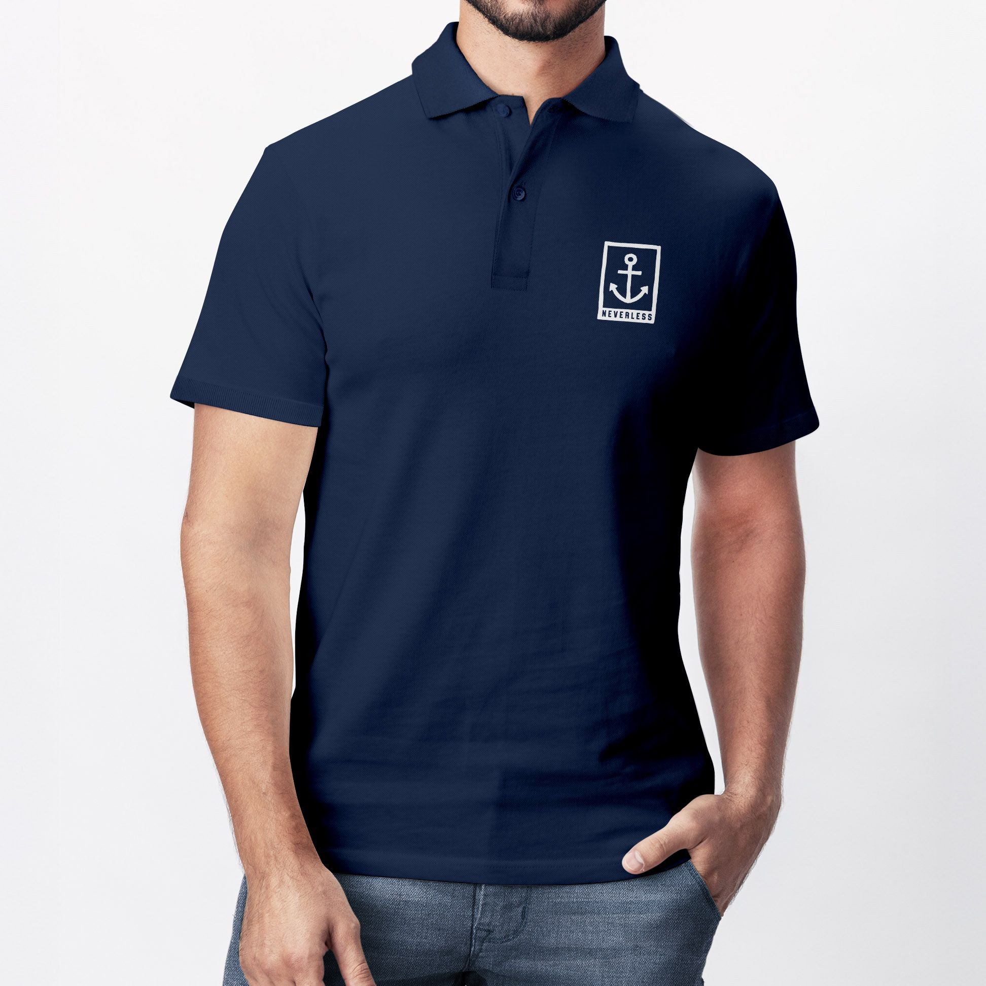 Neverless Poloshirt Neverless® Poloshirt Herren mit Anker-Aufdruck – Kurzarm Polohemd aus mit Print