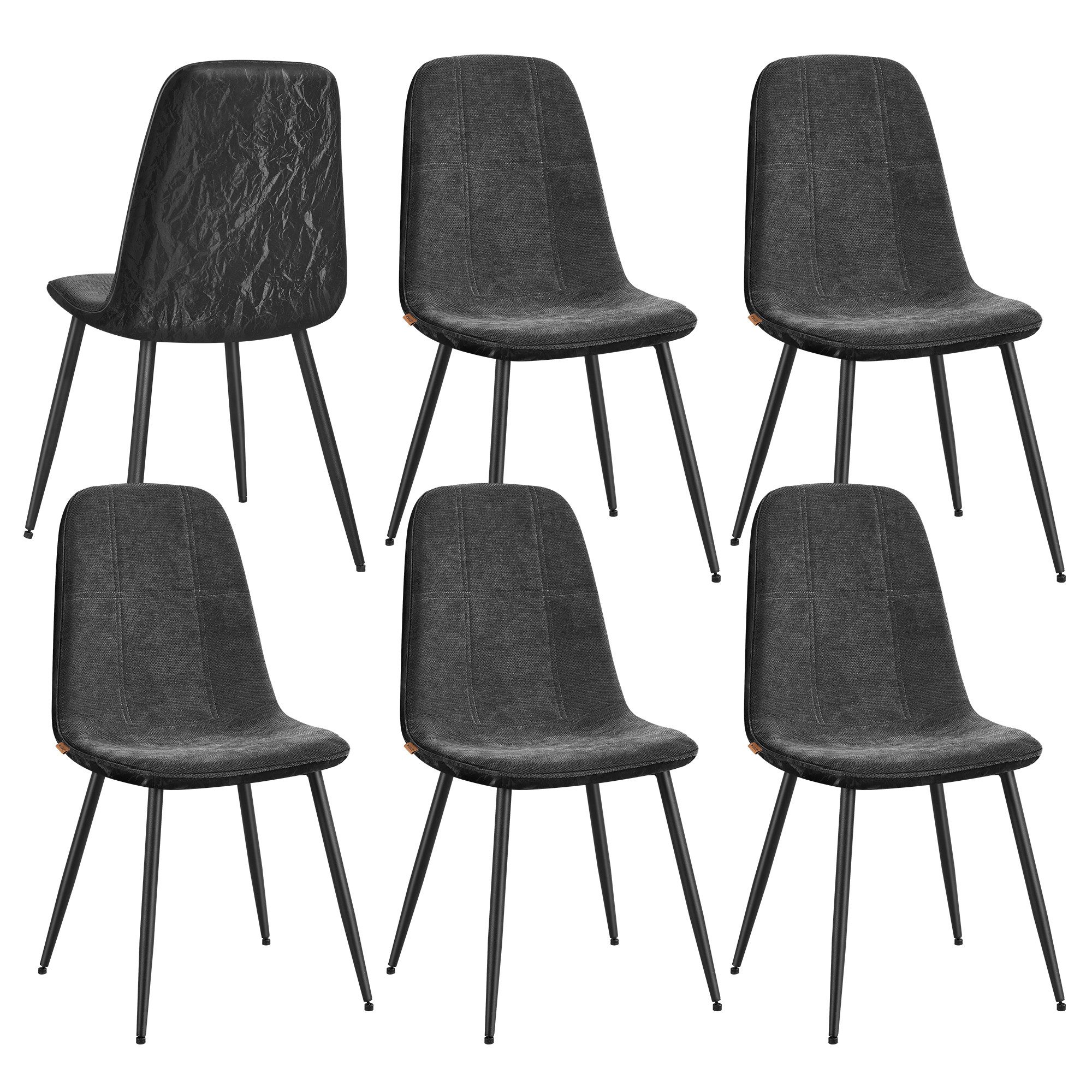 VASAGLE Esszimmerstuhl Metallbeine, verstellbare Füße, pflegeleicht (6 St), Chenille-Gewebe, PU mit von Gletschern inspiriertem Muster