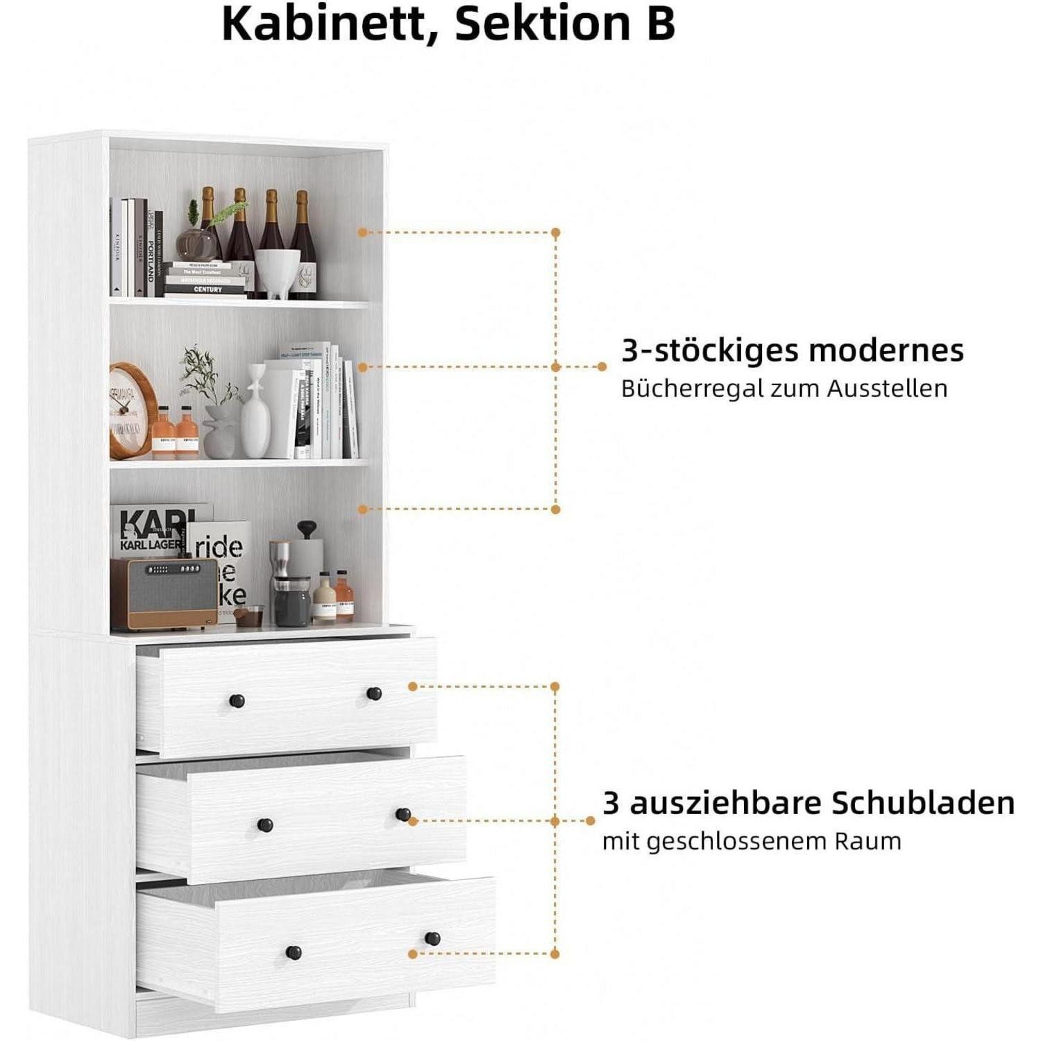 LuxusKollektion Glasvitrine Vitrinenschrank 5stöckig Glastüren 180cm Buffetschrank Weiß 1