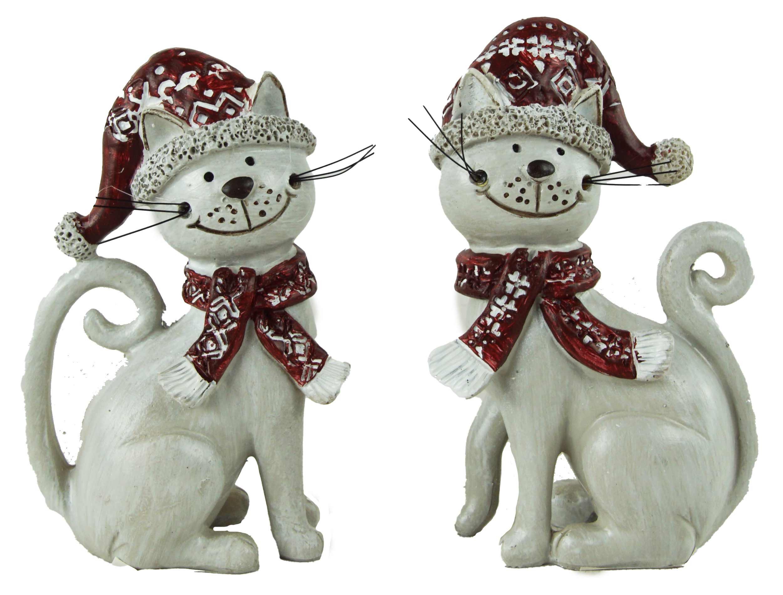 Posiwio Dekofigur Weihnachtliche Katze Minka 2er Set - Höhe ca. 11 cm (2 St)