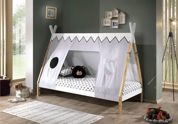 Vipack Kinderbett Tipi, mit Rolllattenrost und Zeltdach, wahlweise mit Schublade