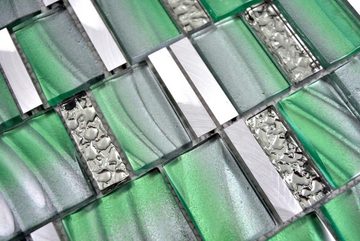 Mosani Mosaikfliesen Aluminium Mosaik Glasmosaik Mosaik grün / 10 Matten