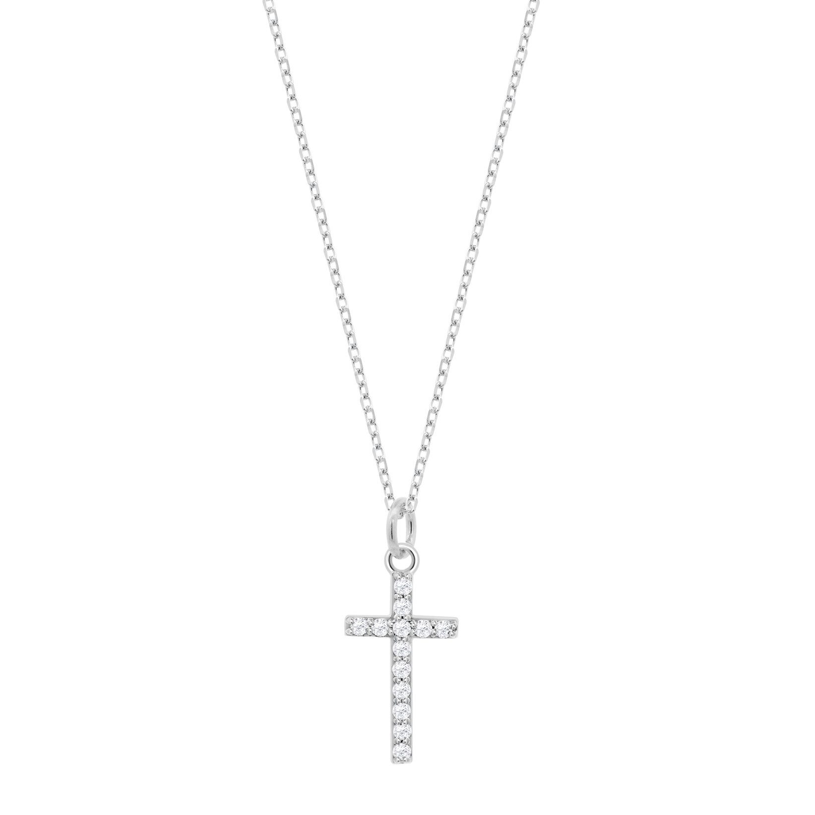 Lotus Kette mit Anhänger Silver Damen Halskette LP3066-1/1 Silber Kreuz Zirkonia 42+3 cm