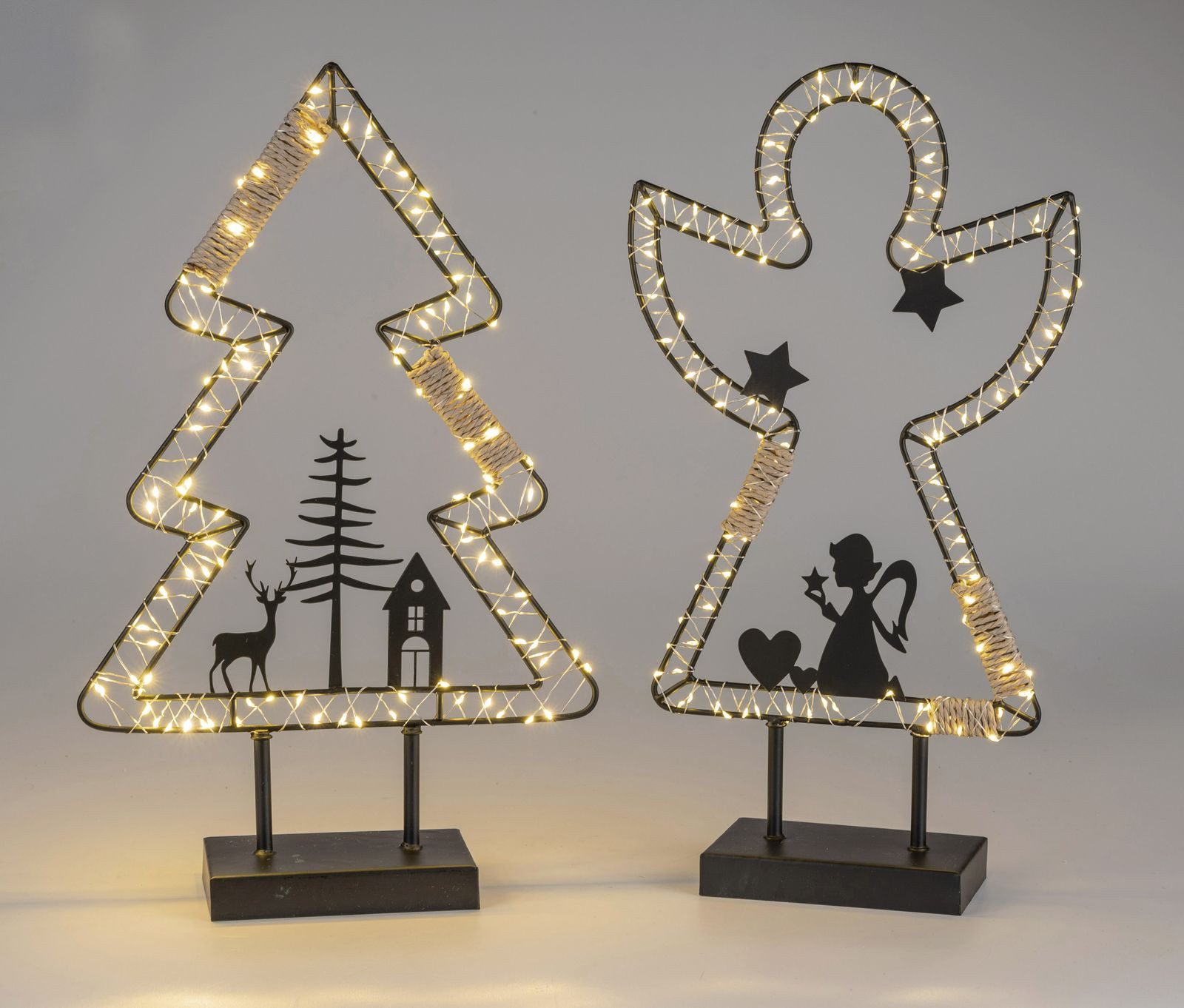 formano LED Dekolicht LED Weihnachtsdeko 2er Set Engel & Tanne, 50 cm, 102 LEDs je Figur, LED fest integriert