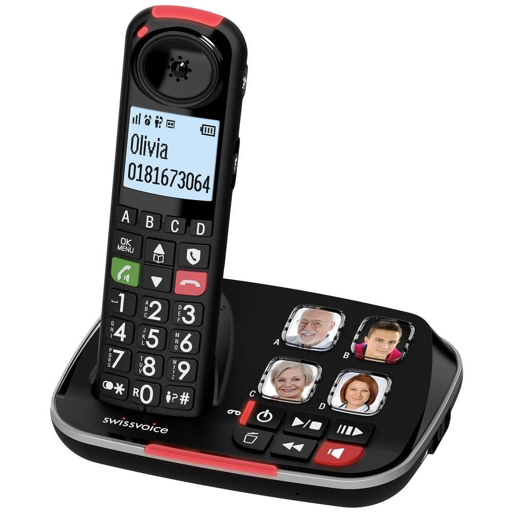 Swissvoice DECT Telefon mit Anrufbeantworter (Anrufbeantworter, Seniorentelefon Freisprechen) und Foto-Tasten