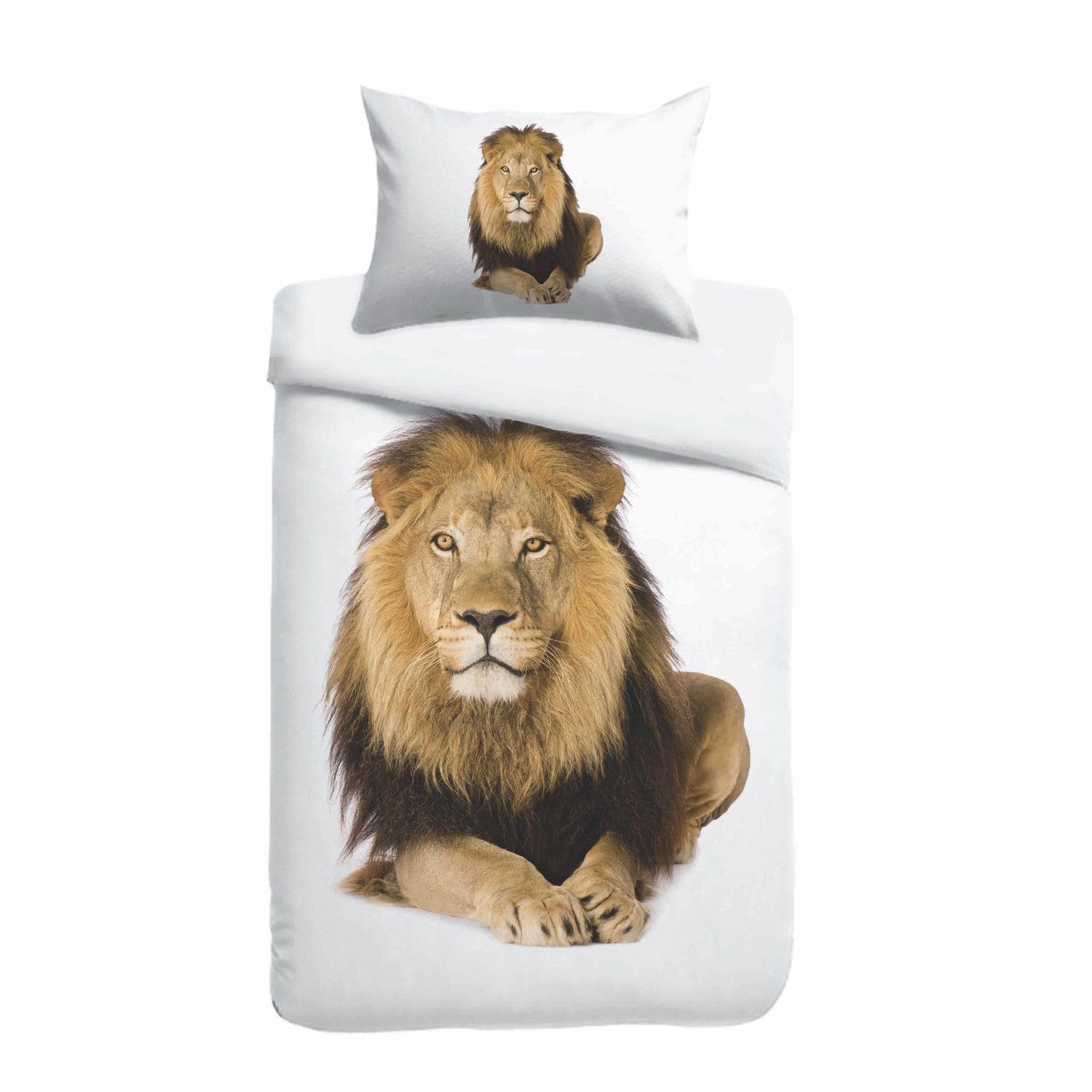 Kayori Bettwäsche Sognamo George Weiß, Baumwolle, 2 teilig, Löwe, Raubtier, günstig online kaufen