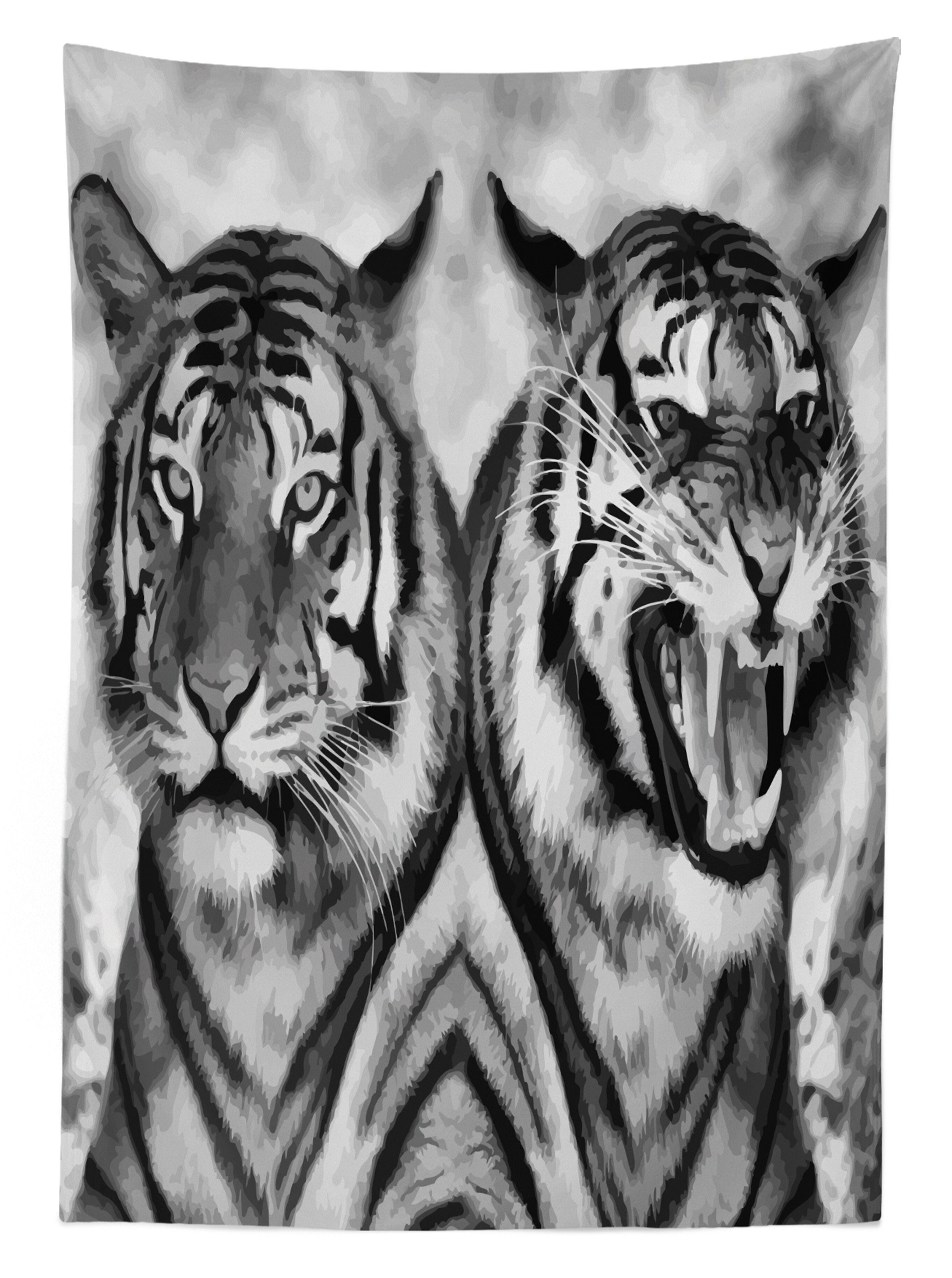 Aggressive Außen geeignet Farben, Tischdecke Für den Bereich Tiger Klare Farbfest Abakuhaus Waschbar Wild Safari
