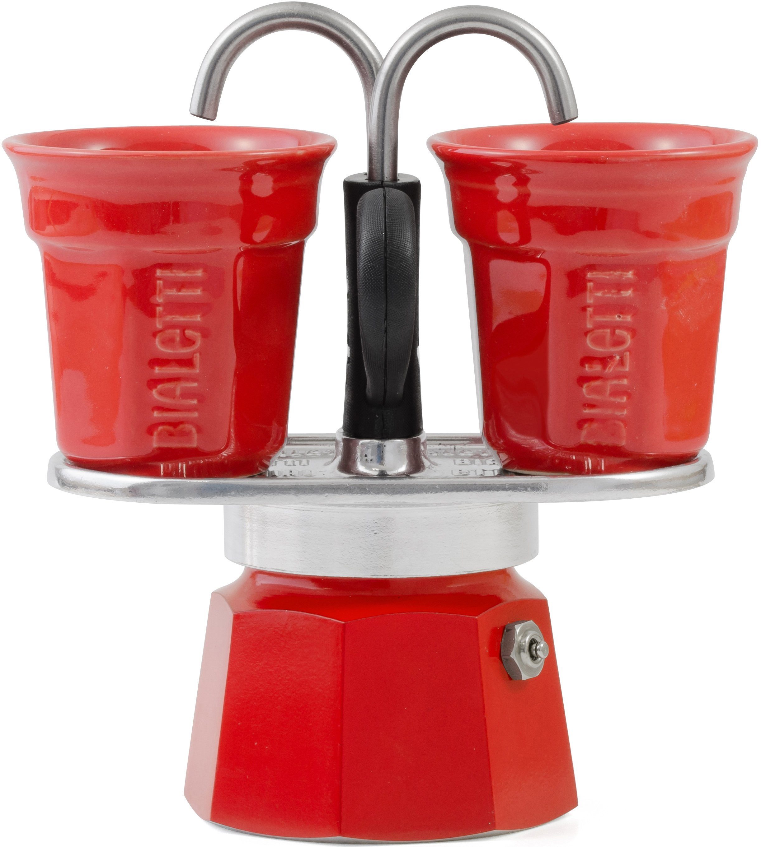 BIALETTI Espressokocher, 0,09l Kaffeekanne, (1 Espressokocher Mini Express + 2 Espressobecher, 90 ml)