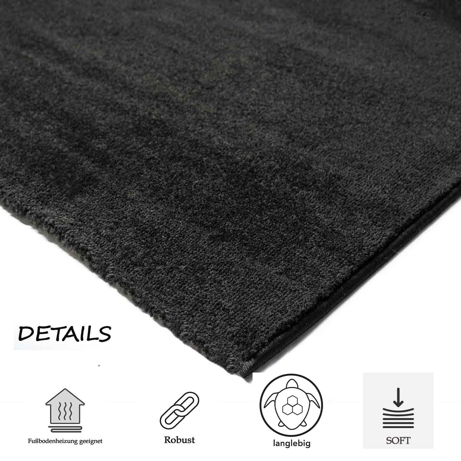 Vimoda Teppich Teppich Wohnzimmer Kurzflor, Rund, Höhe: 8 mm, Teppich Einfarbig weich gewebt, Modern, in Versch. Größen & Farben