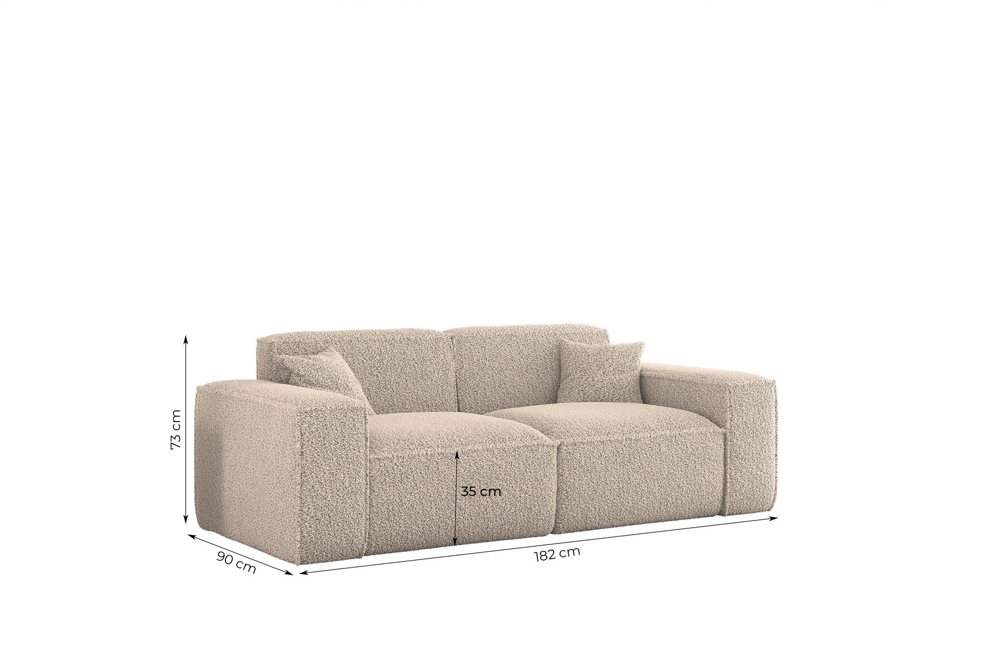 Fun Möbel 2-Sitzer Sofa Designersofa CELES PREMIUM in Stoff Sven, Rundumbezug, inkl. 2 Zierkissen – Bild 4 von 5