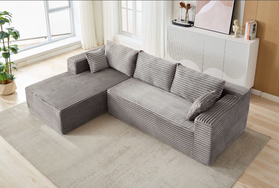 Leawin Ecksofa Modulares L-Form Sofa – Komfortable Sofas Wohnzimmer für kleine Räume, 3-Sitzer Ecksofa, bequem & platzsparend, ideal für Wohnzimmer
