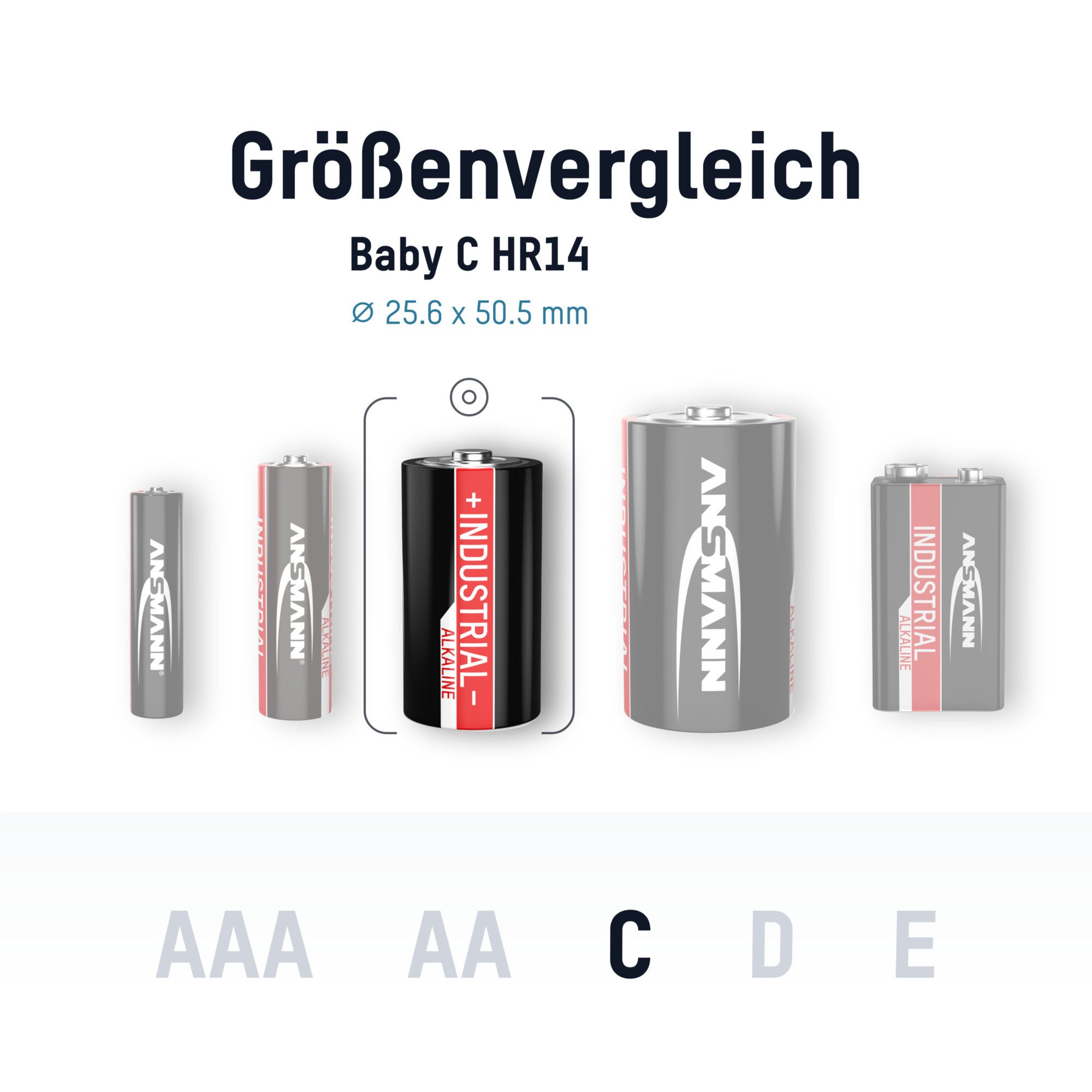 ANSMANN AG 10x Industrial Batterie Baby C 1,5V - LR14 Alkaline (10 Stück) Batterie