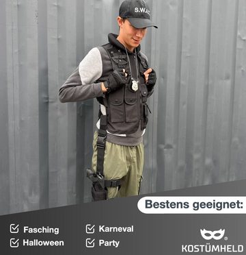 Kostümheld® Polizei-Kostüm 6 in 1- SWAT Kostüm Erwachsene unisex - FBI Police Fasching Halloween, unisex